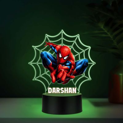 Personalized Spiderman 3D Illusion LED Night Light Custom with Name Acrylic Desk Lamp for Kids, 7 Color Changing Superhero Room Decor, Birthday Gift for Boys & Marvel Fans